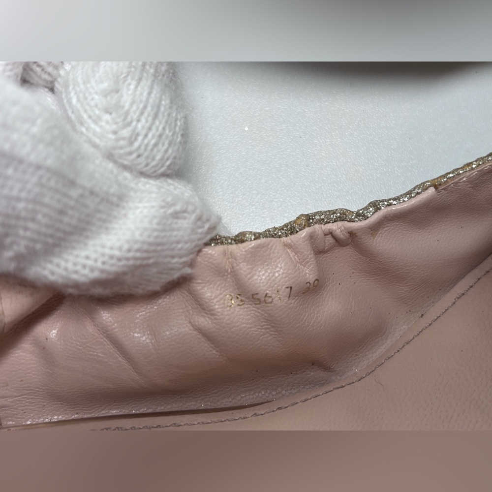 PRADA Round Toe Gold Glitter Metallic Oxford Slip On Ballerina Flats Size 39 EU - Picture 13 of 15
